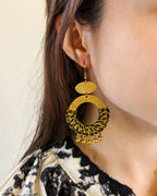 Black Gold Thread Earrings - Doria