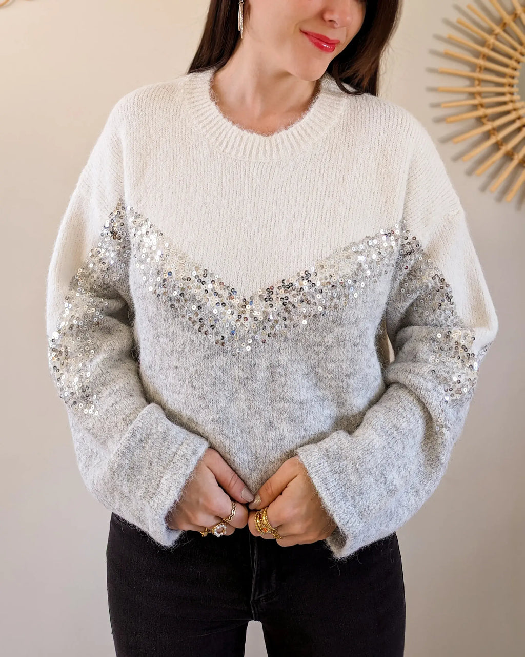 Striktrøje Talia – Grå
