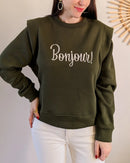 Sweat Kaki - Bonjour