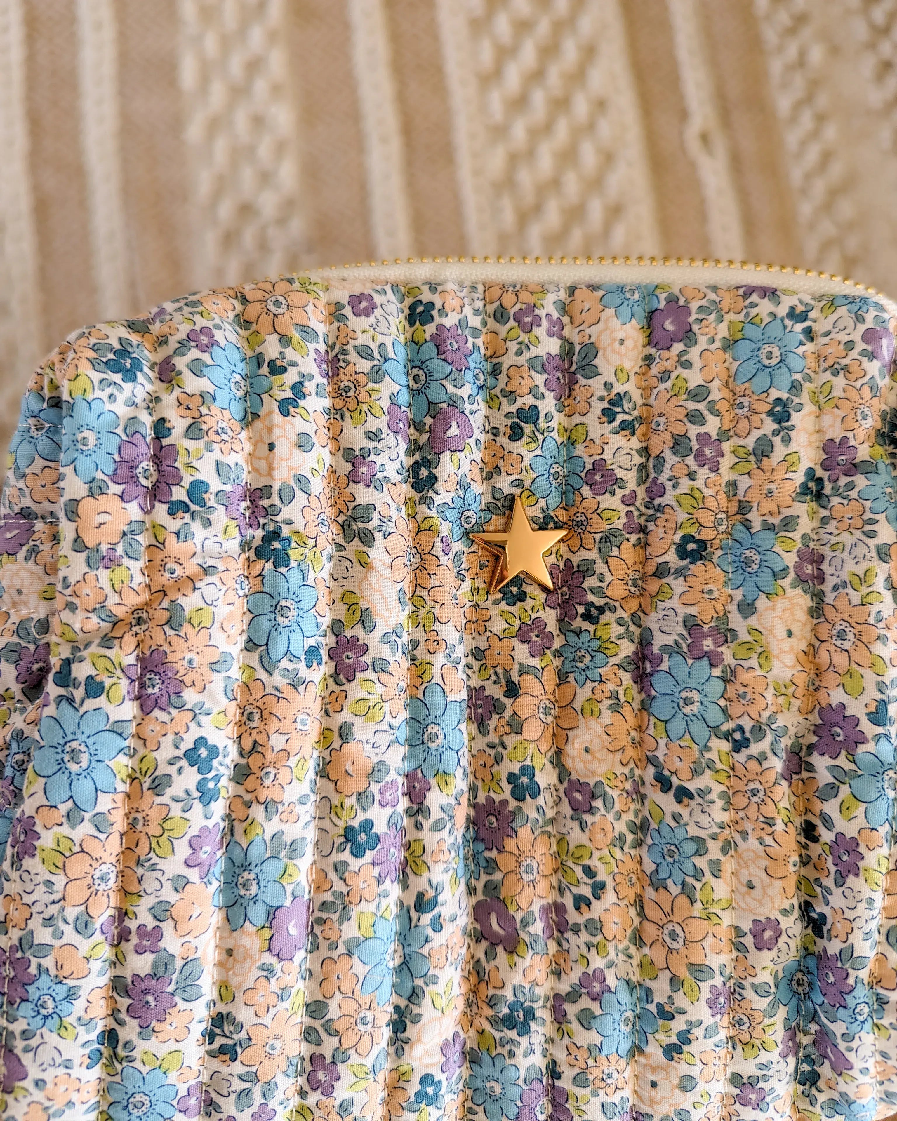 Purple Quilted Cotton Pencil Case - Atelier Paname