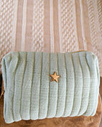 Quilted Cotton Pencil Case - Atelier Paname Vert D'Eau