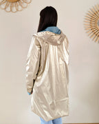 Long Elena Raincoat - Sky Blue/Gold