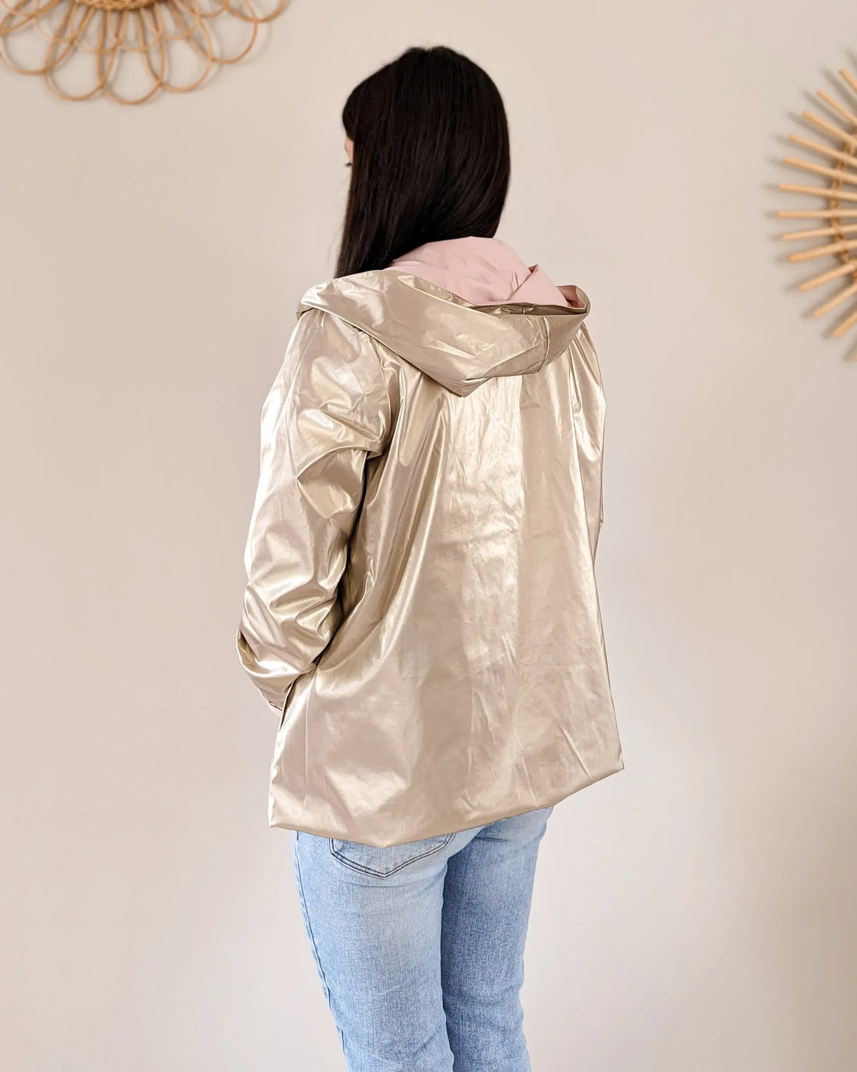 Imperméable Elena Courte - Rose/Dorée