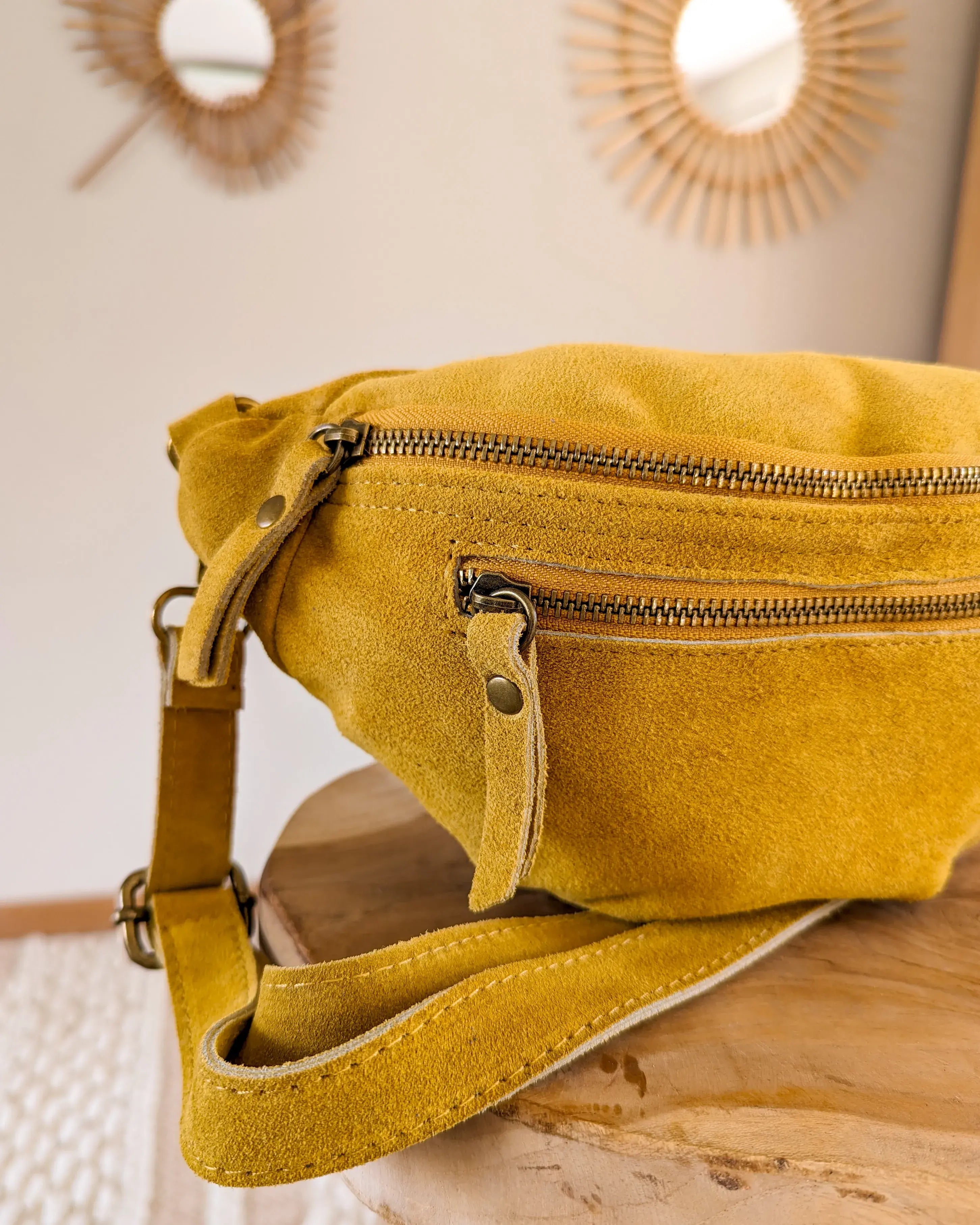 Velvet Leather Belt Bag - Hunter Yellow