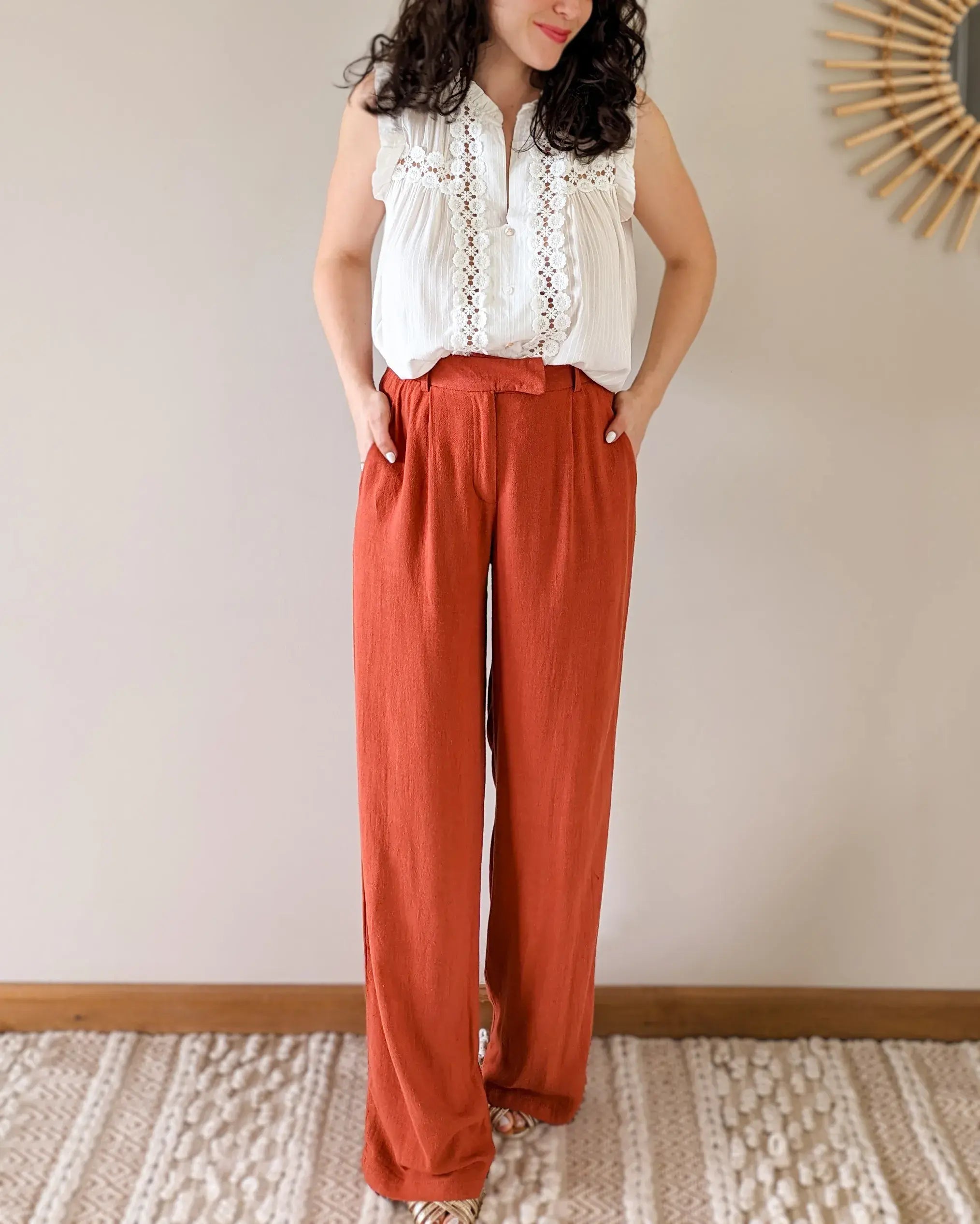 Pantalón de lino - Darren Terracotta
