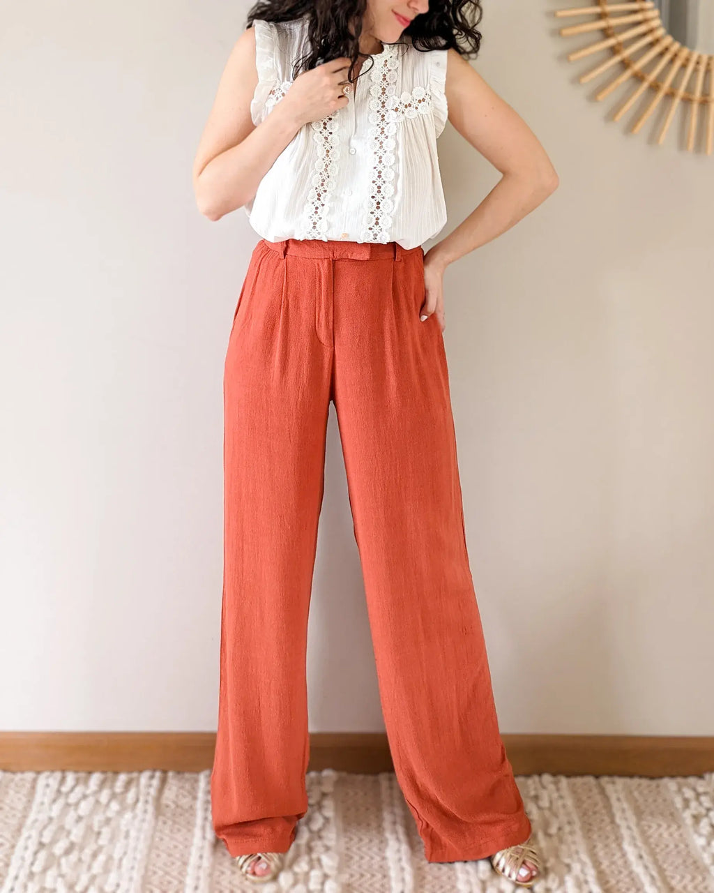 Pantalón de lino - Darren Terracotta