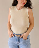 Top À Paillettes - Capu Beige