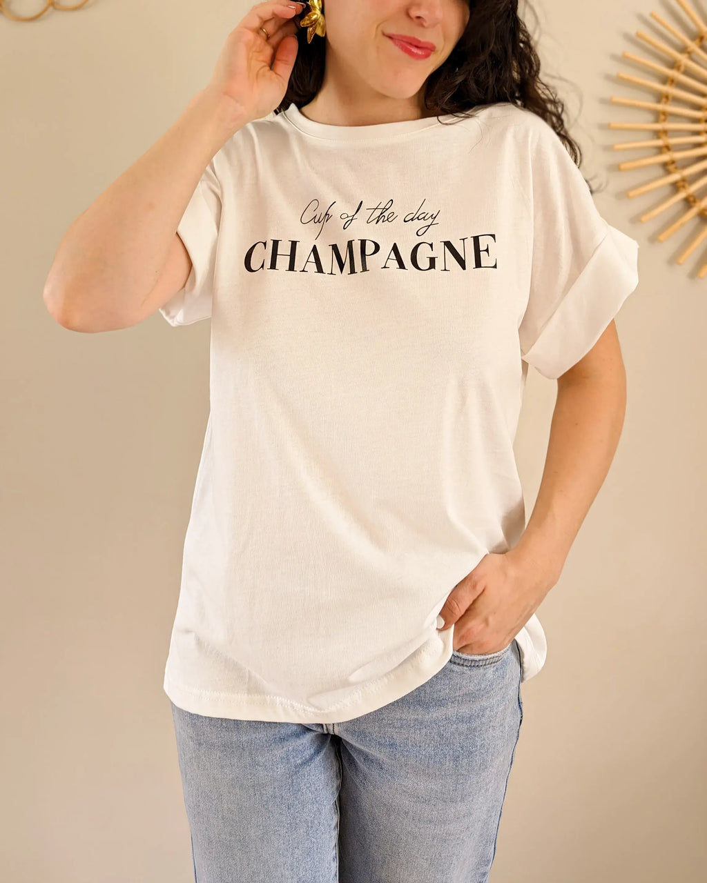 White T-Shirt - Champagne