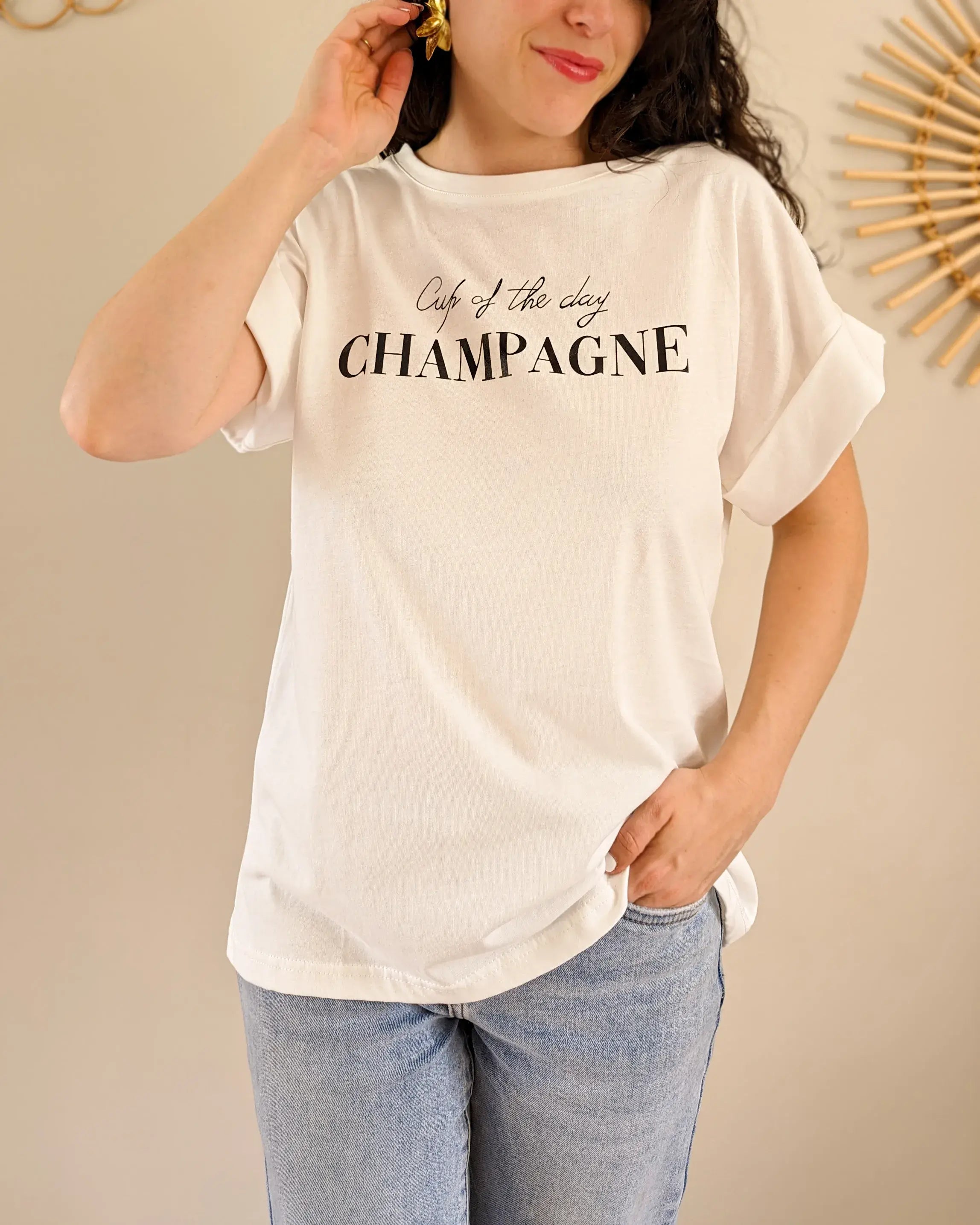 White T-Shirt - Champagne