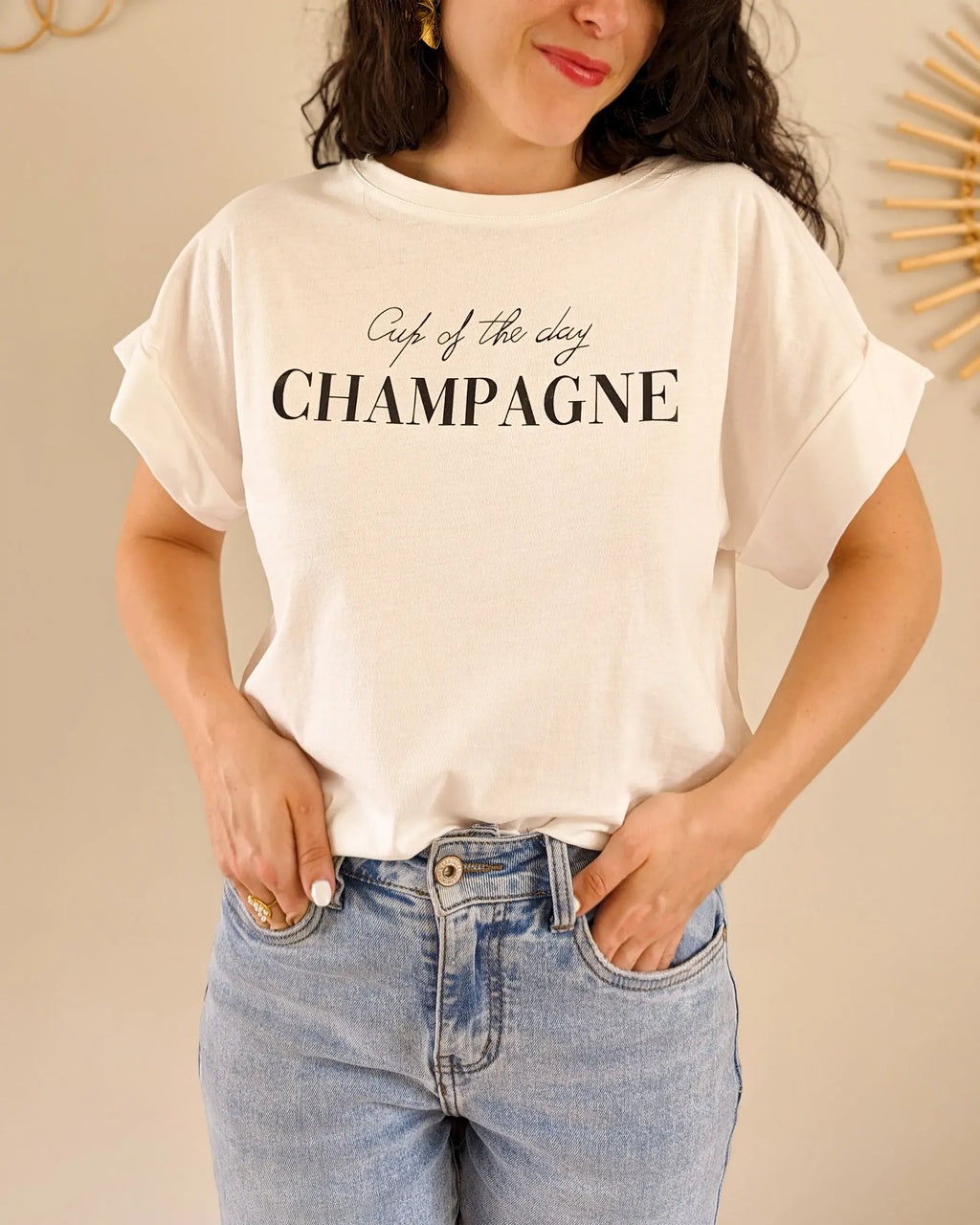 White T-Shirt - Champagne
