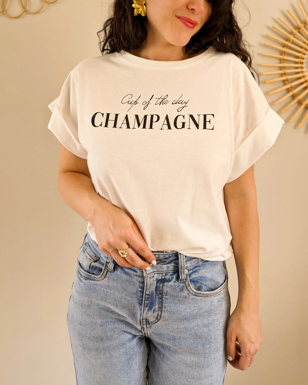 White T-Shirt - Champagne