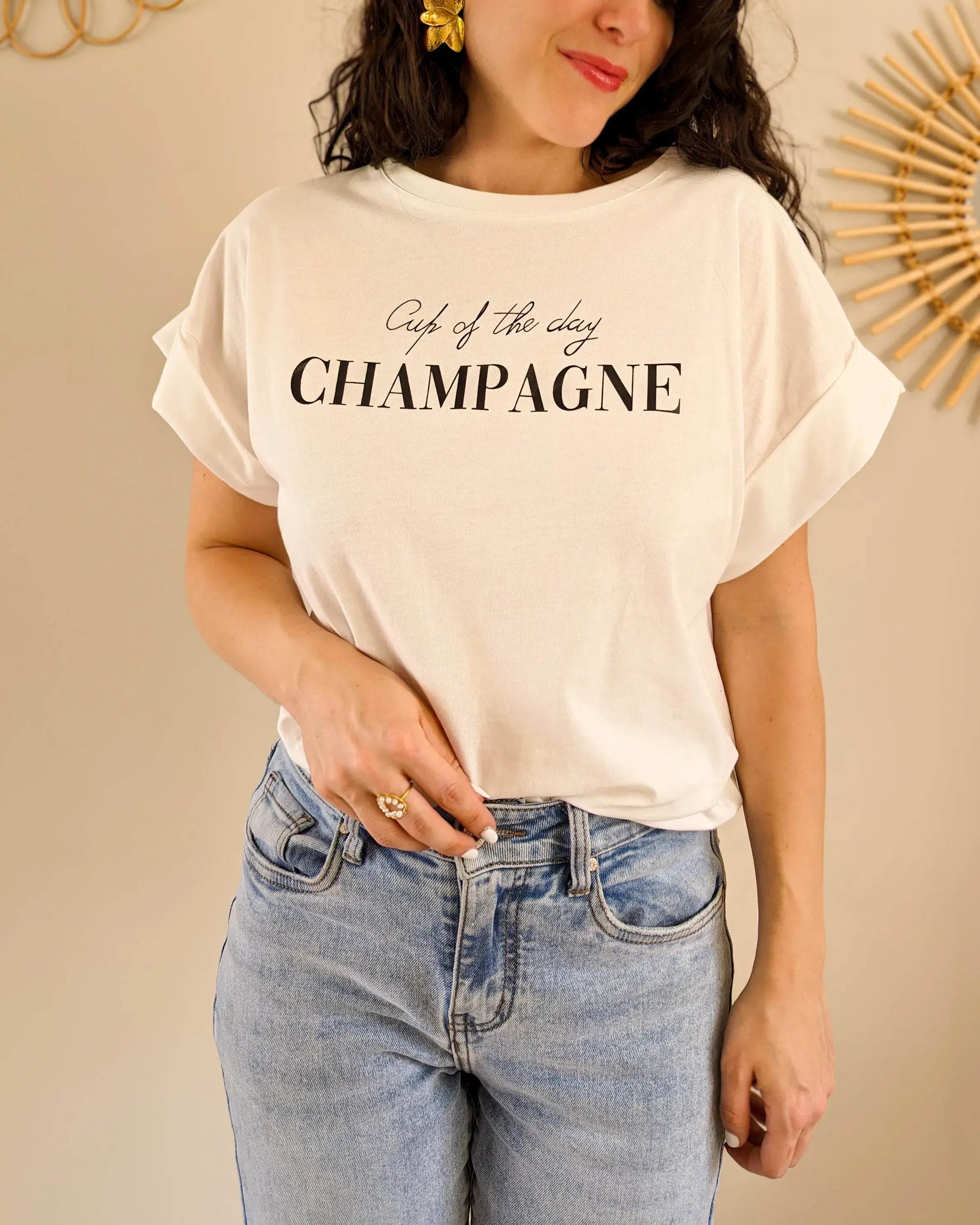 White T-Shirt - Champagne