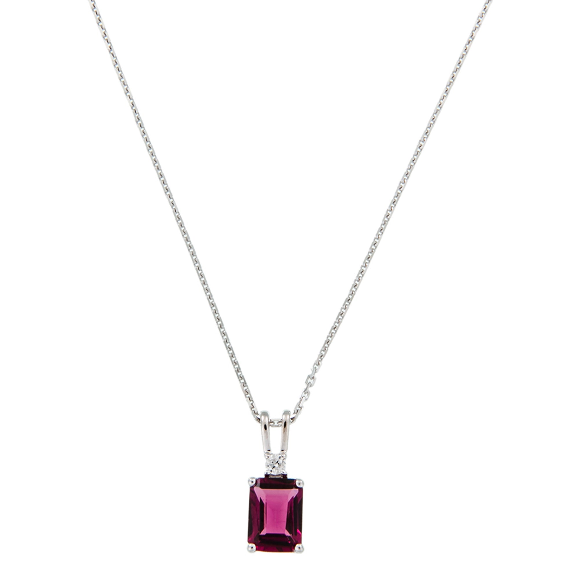 Pendentif " Carré De Rhodolite" D0,03/1 Rh1,25/1 - Or Blanc