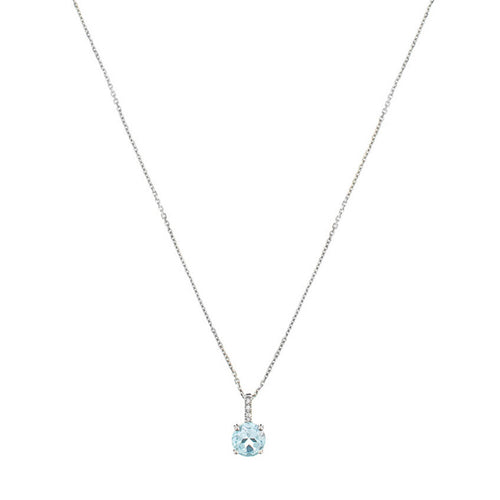 "Blue Light" Pendant: Diamond 0.01/2, Topaz 0.95/1 - White Gold 375/1000