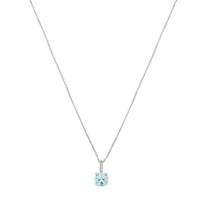 "Blue Light" Pendant: Diamond 0.01/2, Topaz 0.95/1 - White Gold 375/1000