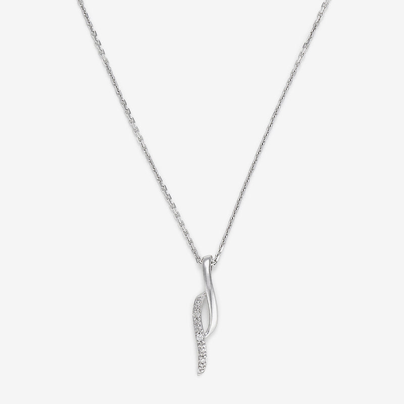 "Life" Pendant with 0.02ct/3 Diamonds - 375/1000 White Gold