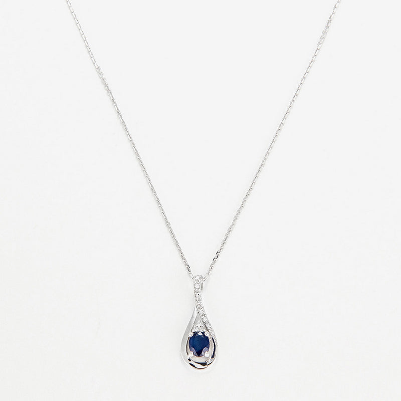 Pendentif "Blue Tear" D0,05/10 + S0,57/1 - Or Blanc 375/1000