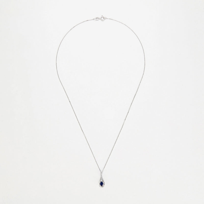 Pendentif "Blue Tear" D0,05/10 + S0,57/1 - Or Blanc 375/1000