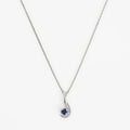 "Comma" Pendant Diamonds: 0.02Ct/6 And Sapphire: 0.16Ct/1 - White Gold