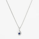 "Comma" Pendant with Diamonds: 0.02Ct/6 and Sapphire: 0.16Ct/1 - White Gold