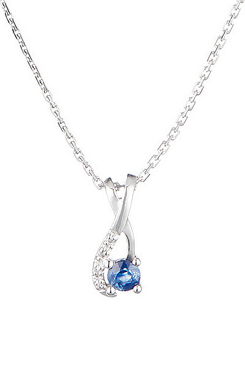 Pendentif "Saphir Romance" D0,01Ct/4 Saphir0,16/1 - Or Blanc 375/1000