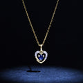 Colgante "Corazón" D0.02Ct/7 Y Zafiro 0.16Ct/1 - Oro amarillo 375/1000