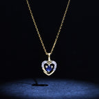Colgante "Corazón" D0.02Ct/7 Y Zafiro 0.16Ct/1 - Oro amarillo 375/1000