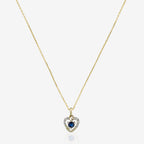 Colgante "Corazón" D0.02Ct/7 Y Zafiro 0.16Ct/1 - Oro amarillo 375/1000