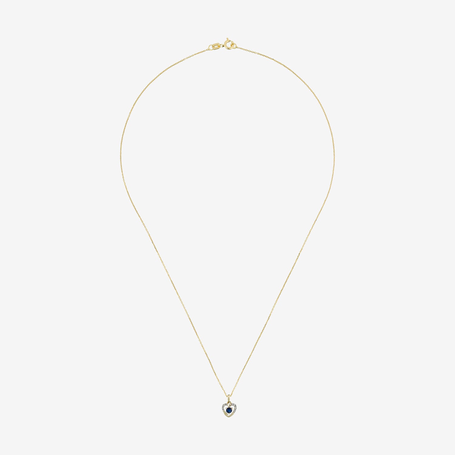 Pendentif "Heart" Diamants 0,02Ct/7 Et Saphir 0,16Ct/1 - Or Jaune