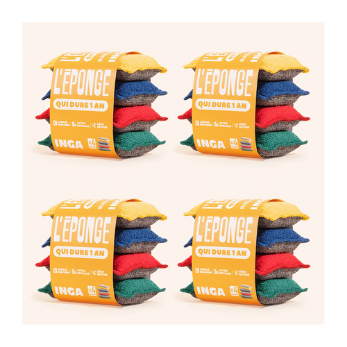 Éponges Lavables - 4 Couleurs  - 16 Éponges