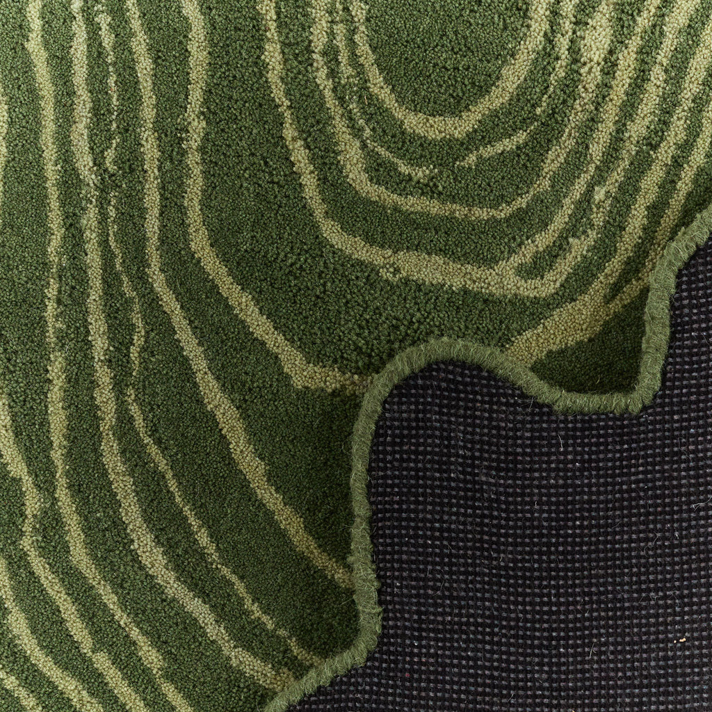 Cedro Blanco – Alfombra De Lana Con Forma Orgánica – Verde Cedro Blanco