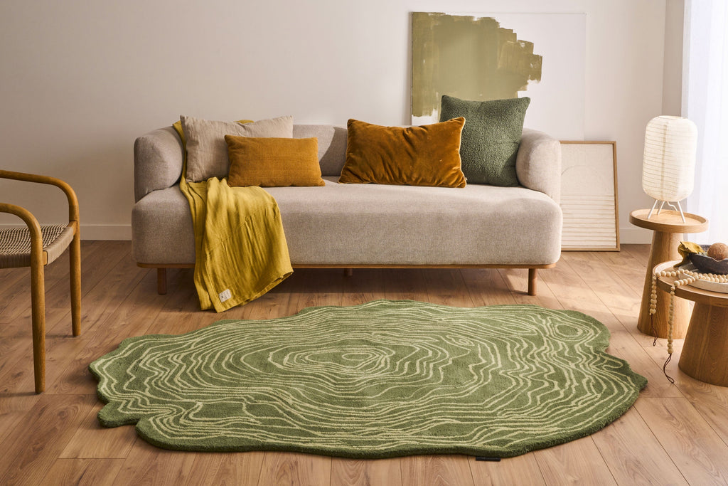 Cedro Blanco – Alfombra De Lana Con Forma Orgánica – Verde Cedro Blanco