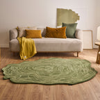 Cedro Blanco – Alfombra De Lana Con Forma Orgánica – Verde Cedro Blanco