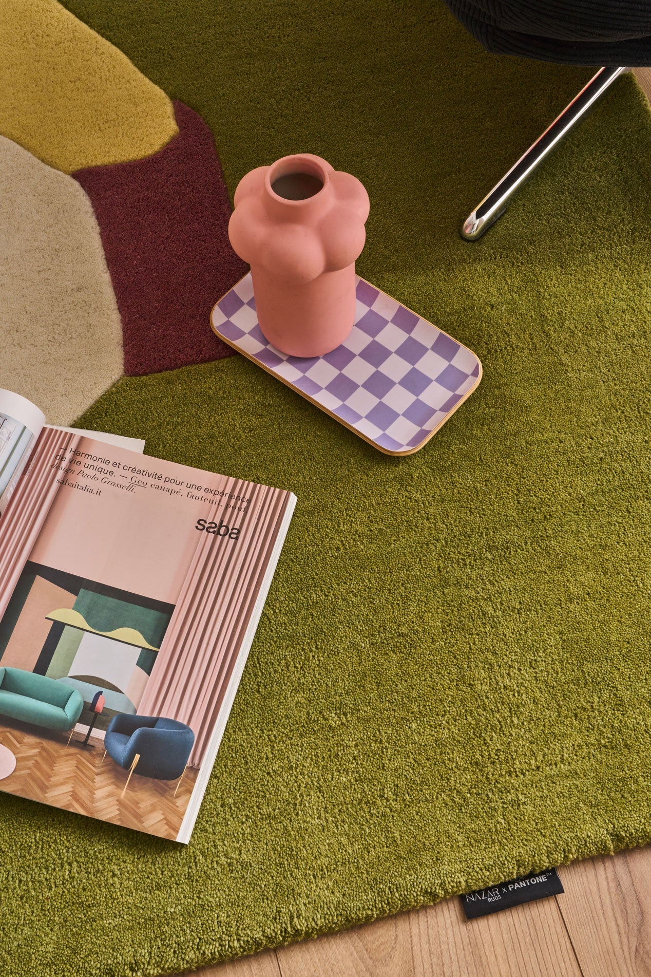 Sucreful Cloud – Sucreful Cloud Multicolored Green and Pink Wool Rug