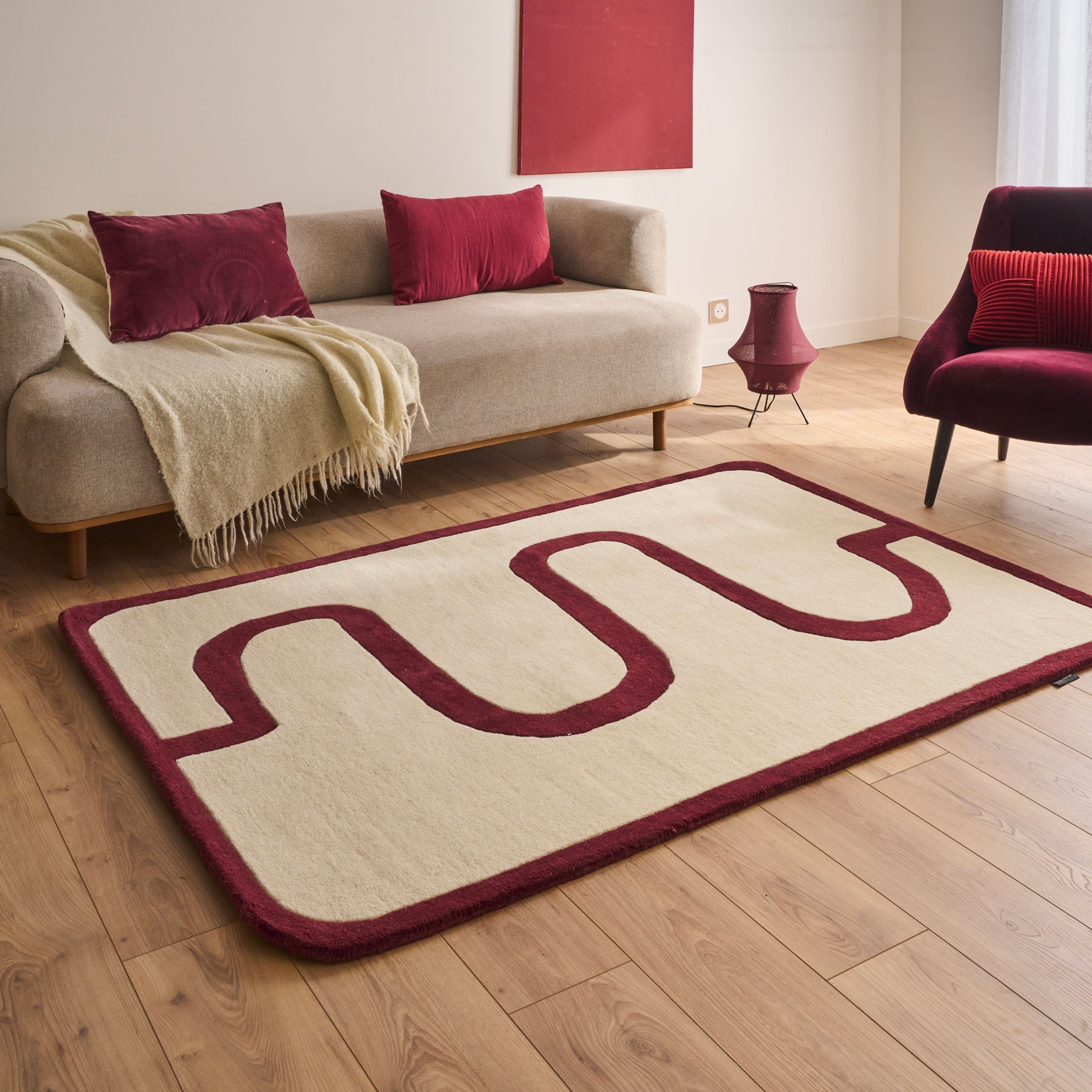 Rouge d'orage – Alfombra de lana - Borgoña Rouge d'orage