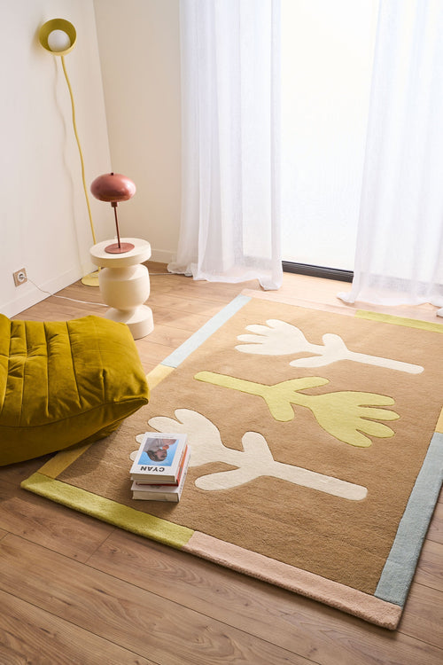 Rayon tendre – Tapis en laine pastel à motifs floraux Rayon tendre