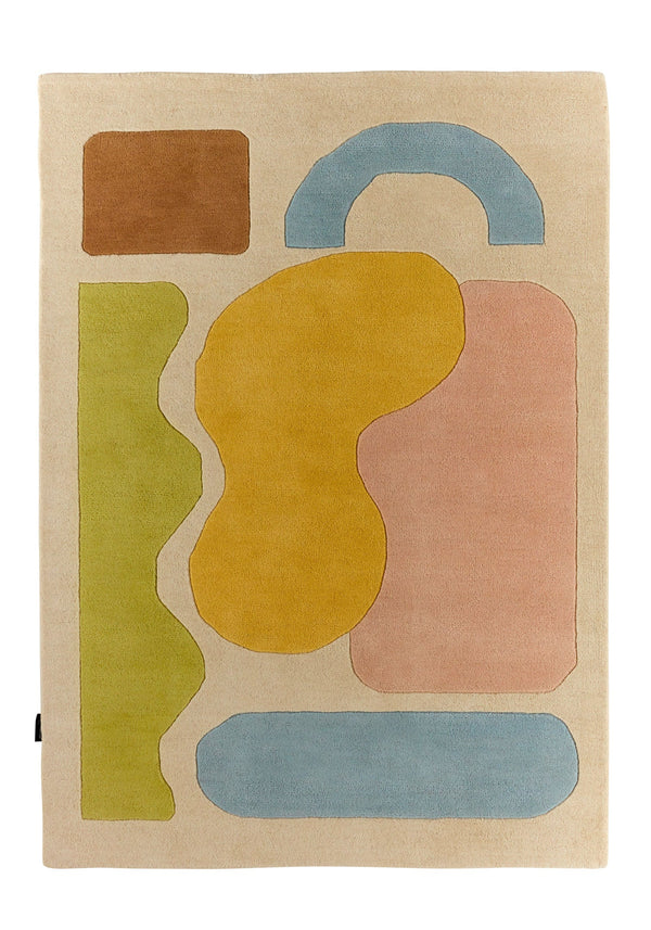 Rayon tendre – Tapis en laine multicolore doux Rayon tendre