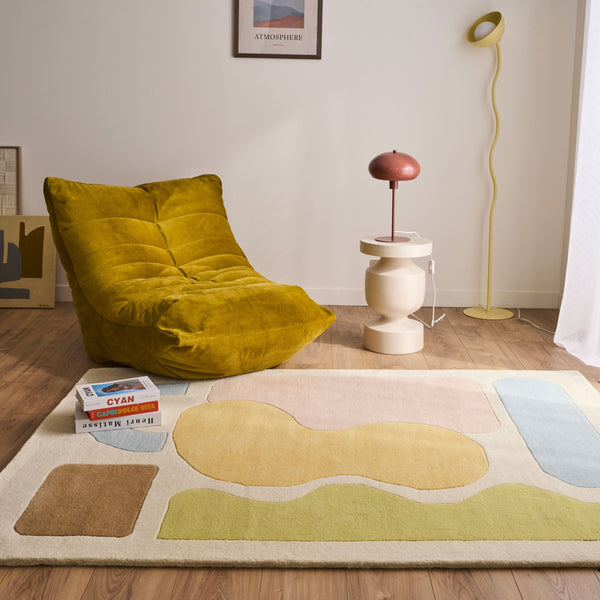 Rayon tendre – Tapis en laine multicolore doux Rayon tendre