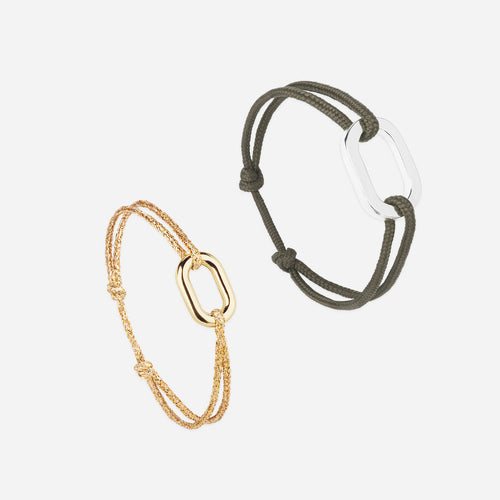 Bracelet Pack Tige X Filin - Kaki Et Or