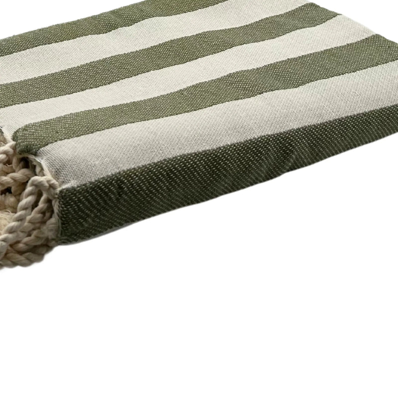 Zoom on the Fouta Positano Olive Green - BY FOUTAS