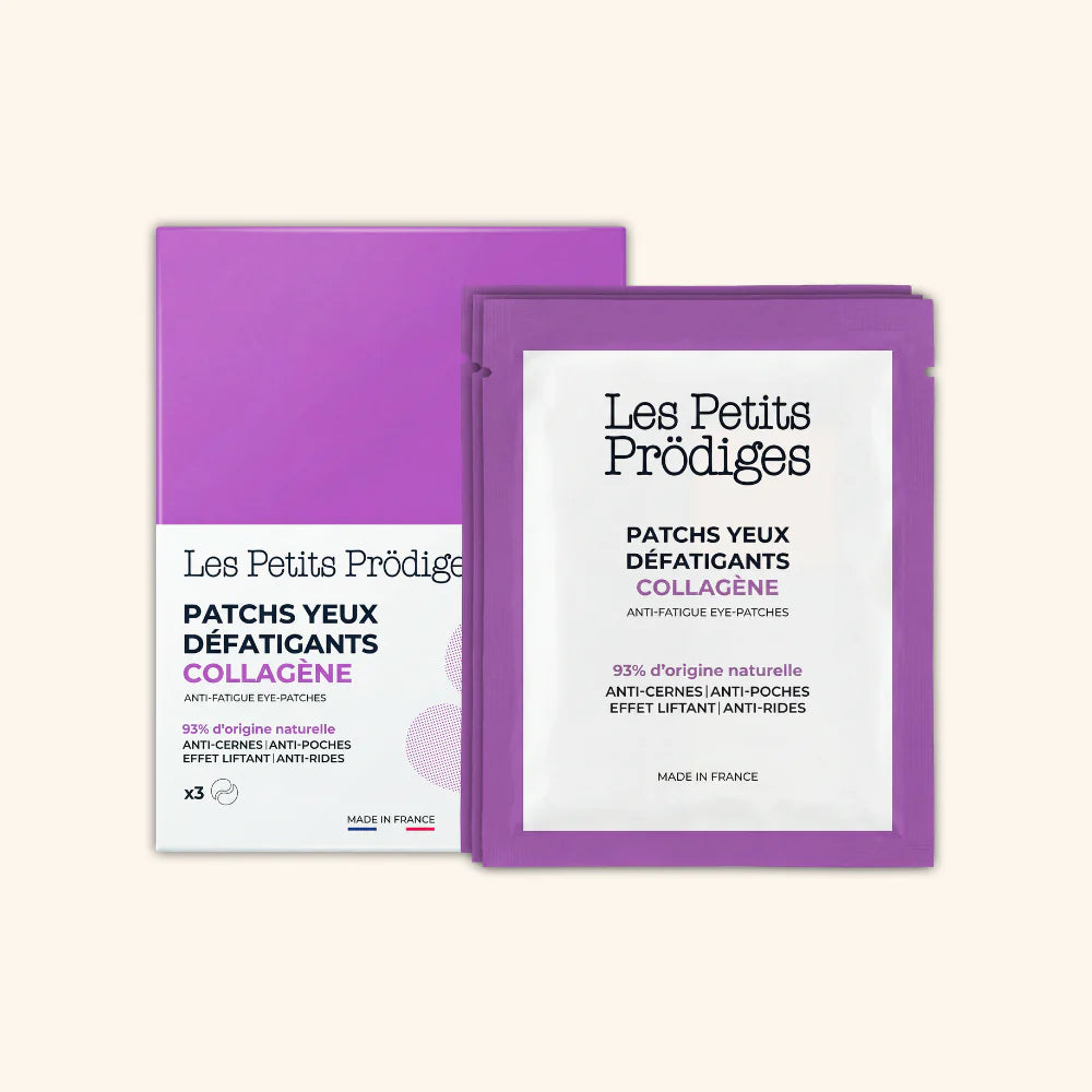Patchs yeux défatigants au collagène Les Petits Prödiges – 3 paires de patchs anti-cernes et anti-poches.