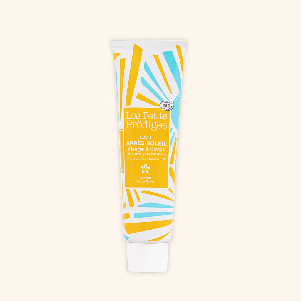 Lait après-soleil visage corps hydratant apaisant parfum monoï bio