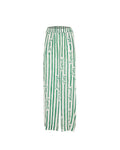 Pantalon June Vert Palmier – Tatiane de Freitas – pantalon de plage à taille haute,  jambes larges fluides, matière légère, poches, imprimé "Esprit d'été éternel", beachwear chic femme Lyon
