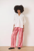 Bas pour femme coupe droite et fluide matière confortable coloris terre cuite dégradé parfait pour la saison estivale