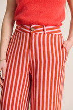 Pantalon taille haute jambes évasées avec rayures poches italiennes marque parisienne Garance Paris 