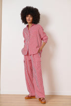 Chemise à rayures femme couleur rouge modèle coloré coupe fluide avec rayures et pois Garance collection printemps été 