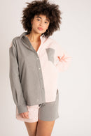 La Chemise Oversize Tony Toile Bio-Recyclée Bigoût Gris/Rose