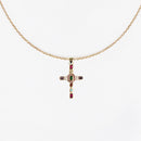 Collier Pendentif Croix Multicolore