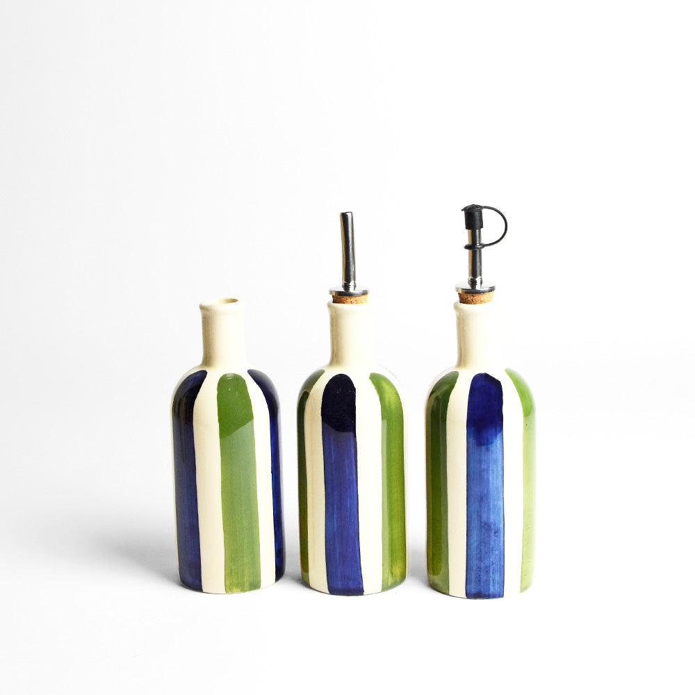 Botella de aceite pequeña | Linhas azules y verdes