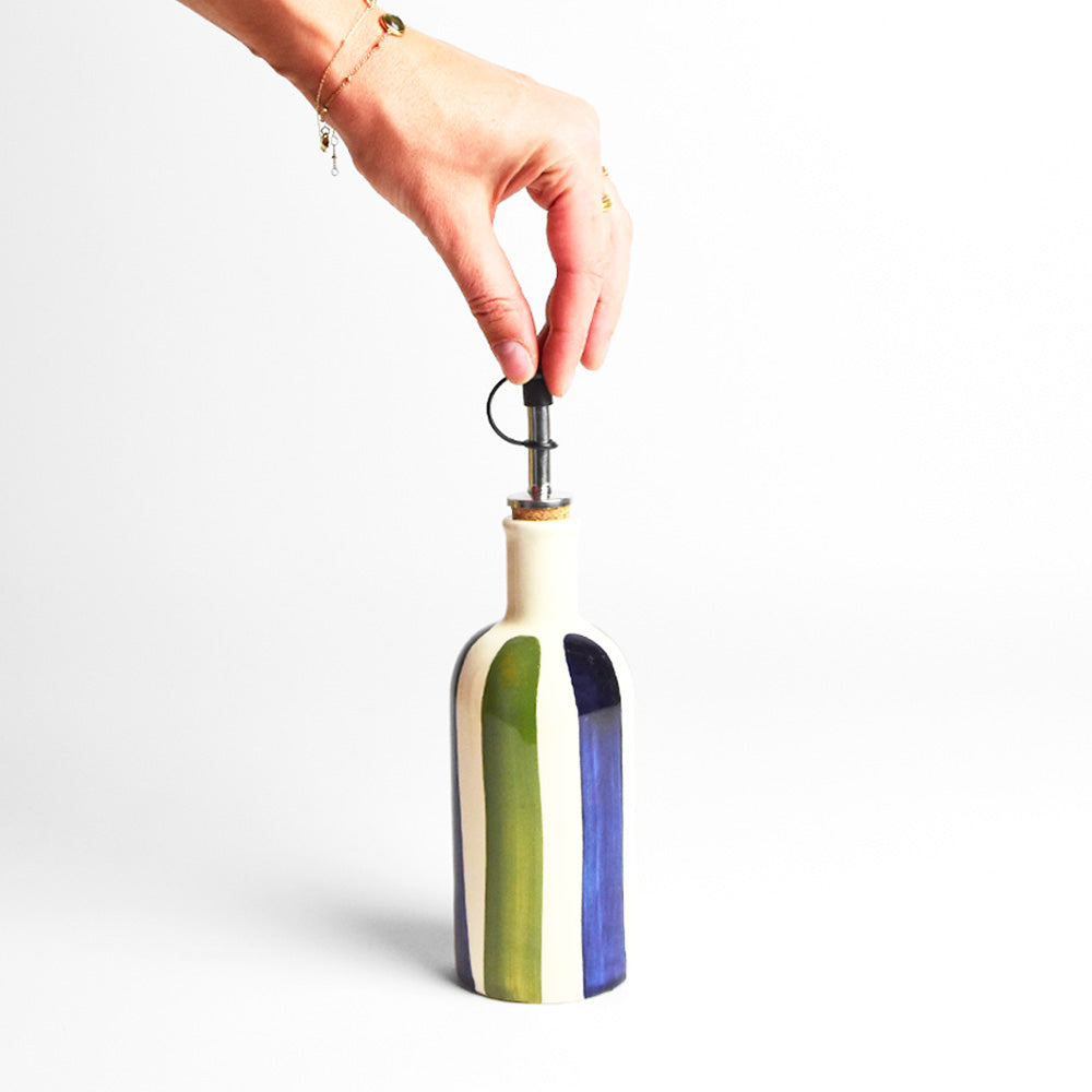 Botella de aceite pequeña | Linhas azules y verdes